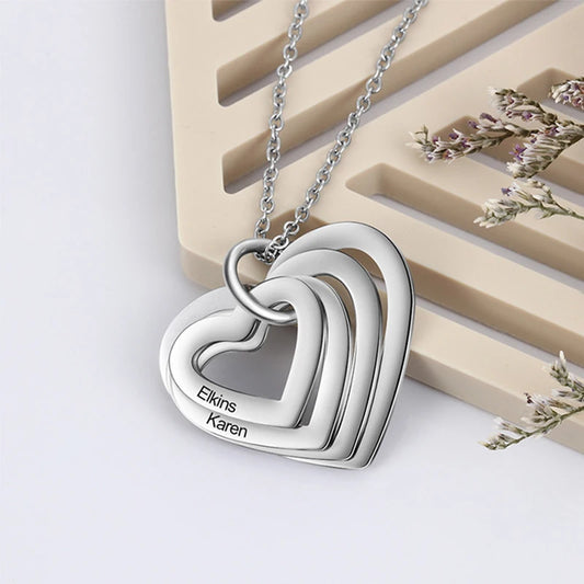 Custom Stainless Steel Engraved Name Necklace For Lover Family Gift