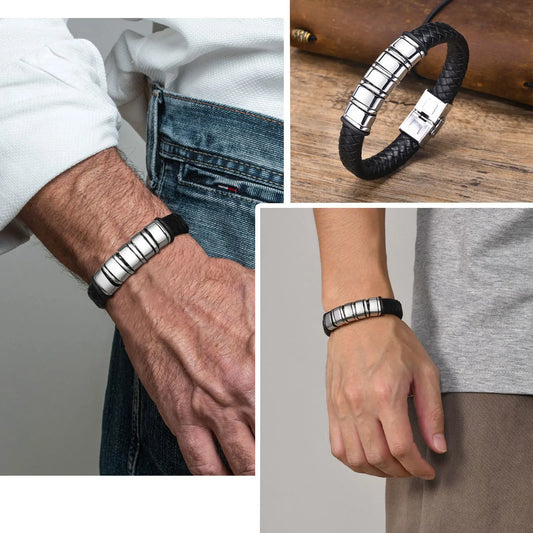 black/silver custom name braclet
