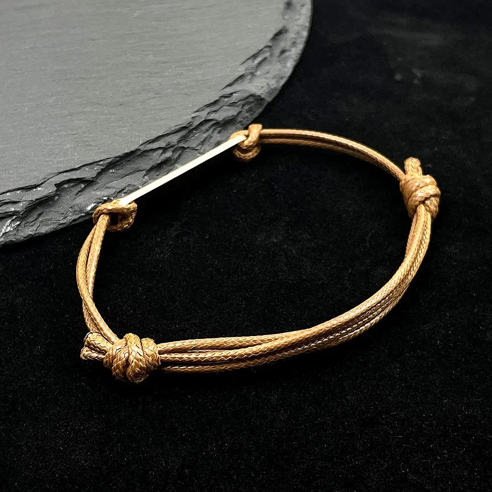 Personalized Custom Name Stainless Steel Bracelet Women Leather Rope Adjustable Bracelet Couple Bangle Valentine's Day Jewelry