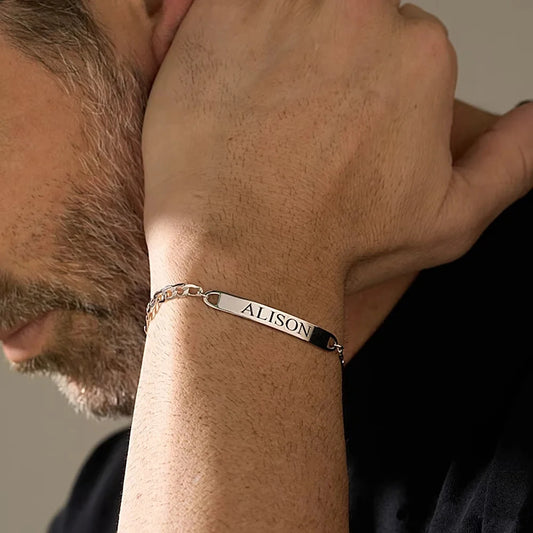Personalized Engraved Name Bracelet for Men Stainless Steel Maille Figaro Chain Custom Bracelets Jewelry Boyfriend Birthday Gift