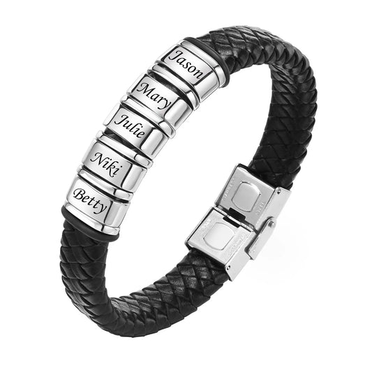 black/silver custom name braclet
