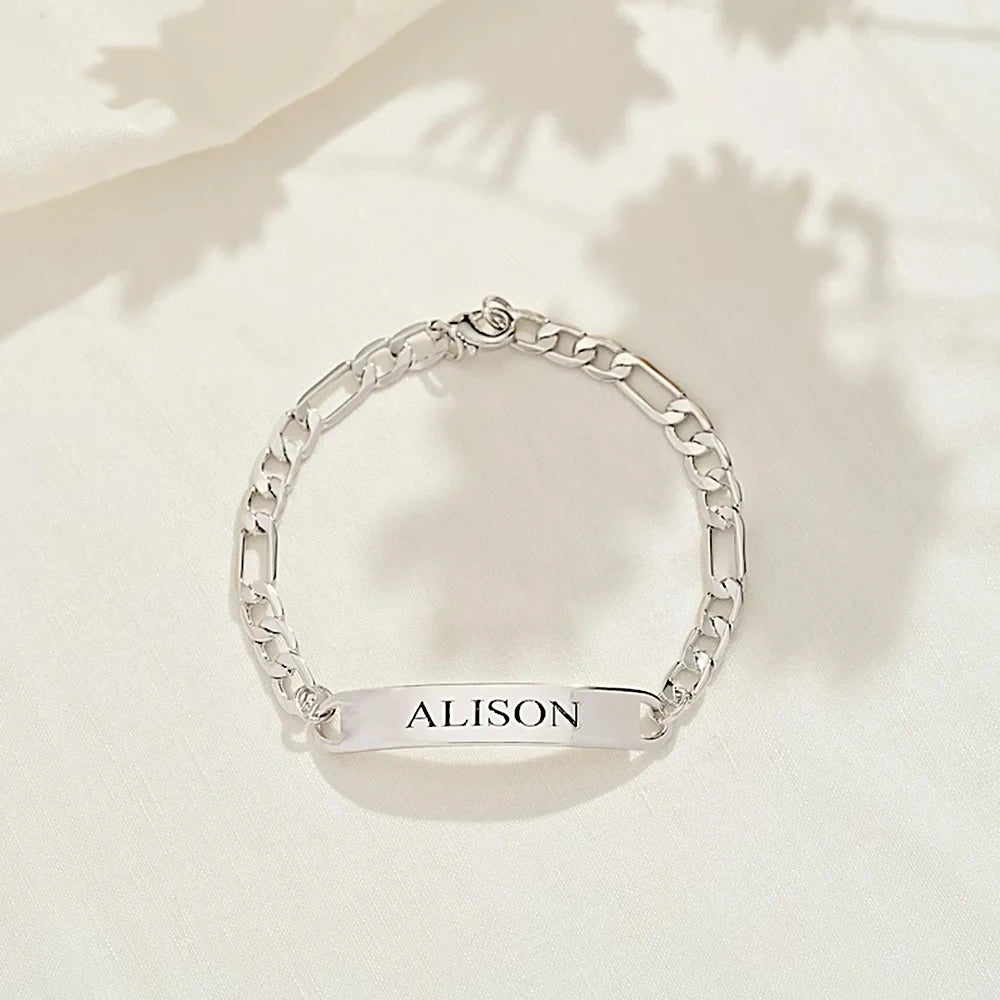 Personalized Engraved Name Bracelet for Men Stainless Steel Maille Figaro Chain Custom Bracelets Jewelry Boyfriend Birthday Gift